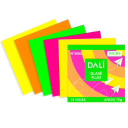 PAPEL GLACE FLUO EN MAZO X 30 HOJAS