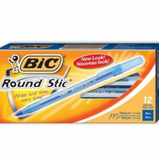 BOLIGRAFO BIC ROUND STIC AZUL CAJA X 12 UNIDADES