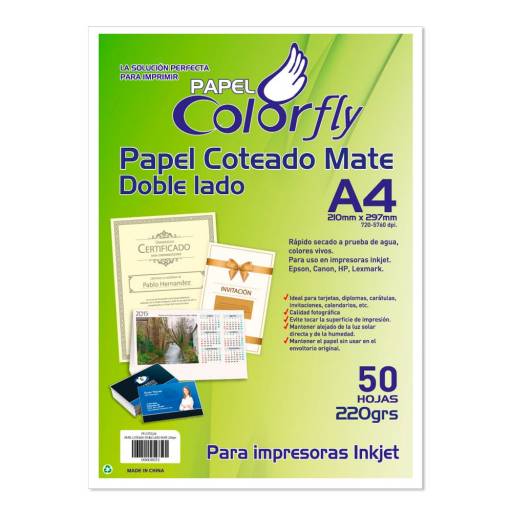 PAPEL FOTOGRAFICO COTEADO DOBLE LADO MATE A4 220grs