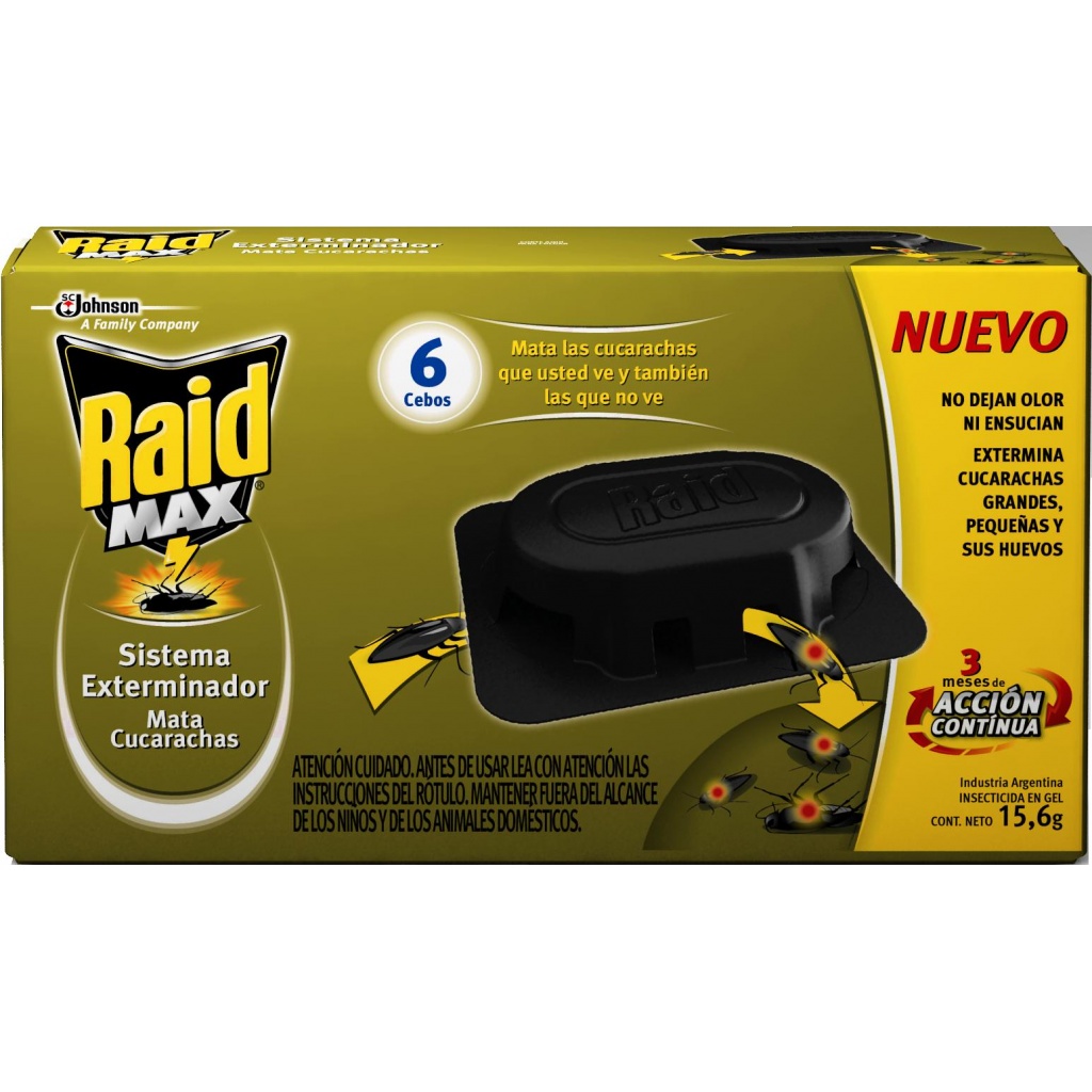 Insecticida Raid Cucarachas Exterminador 6 Cebos